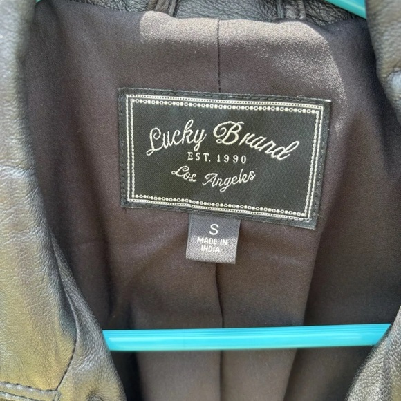 Lucky Brand Core Moto Two Color Soft Lamb Leather Jacket size S - Picture 3 of 12